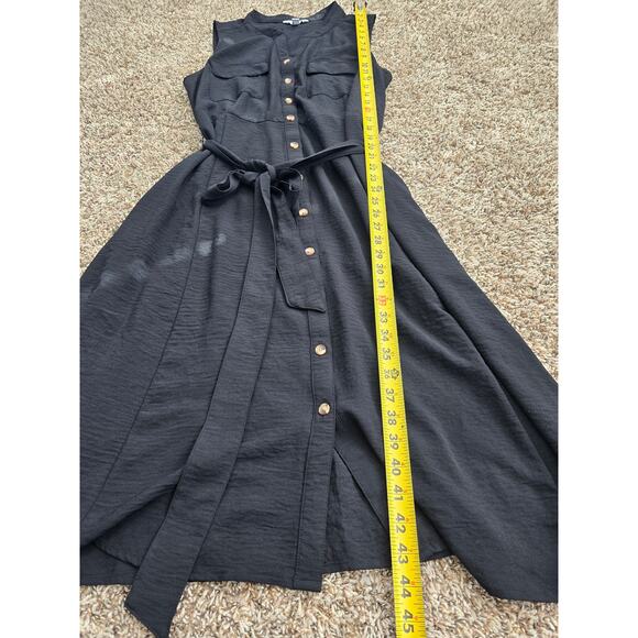 Black Sleeveless Midi Shirt Dress Croft & Barrow Belted Button Front Size XXL - Picture 6 of 8
